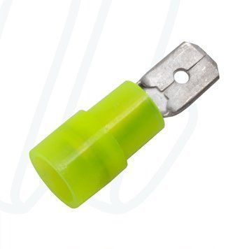 KA4607H Плаский ізольований конектор 6,3x0,8 (штекер) 4-6 мм&sup2; / жовтий