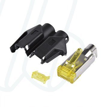 Розʼєм HIROSE RJ45 CAT.6a, 8-полюсний, обжимний роз&rsquo;єм, позолочені контакти, прямий, чорний (комплект)