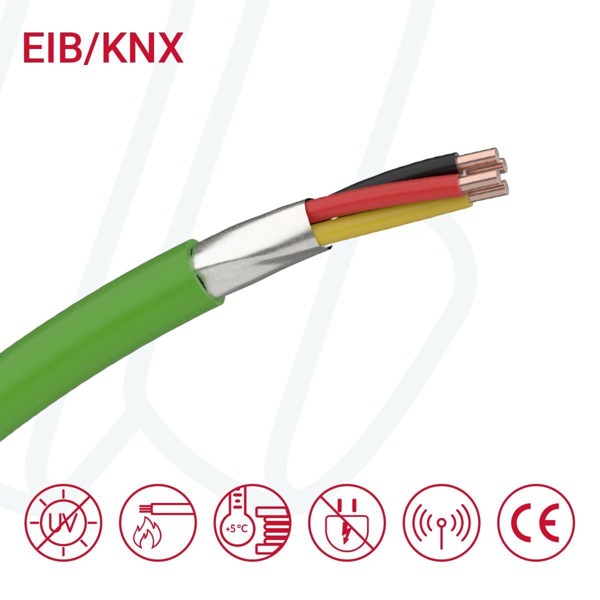 Кабель EIB-BUS J-Y(St)Yh 02X2X0,8 (0,5мм&sup2;) зелений