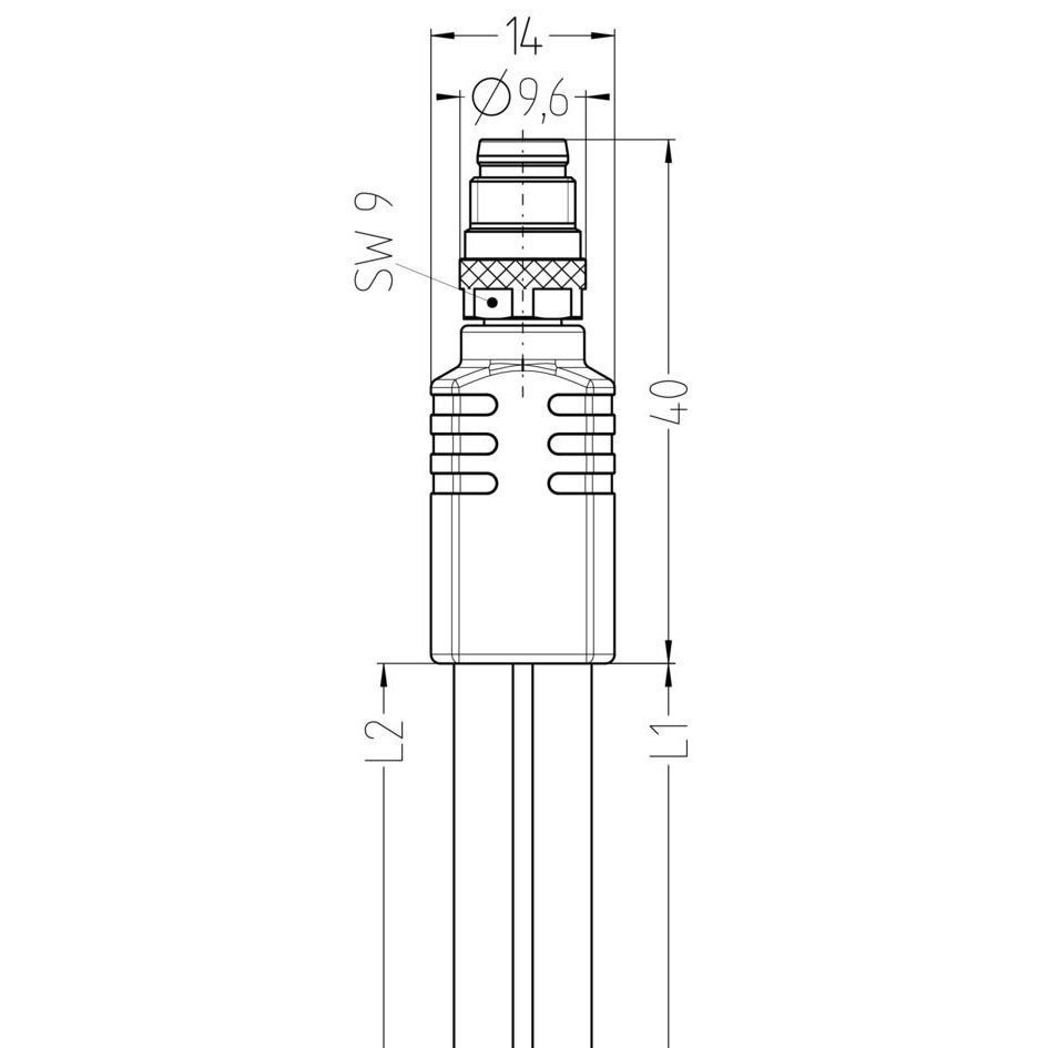 Кабель Y-подібний YK-FS4M8-2AL-SKP4-0,3/0,3/S7400 з роз'ємами, M8, 4п 60 В, 1 х штекер прямий, 2 x гніздо пряме, кабель PUR, 0,3м, оранжевий