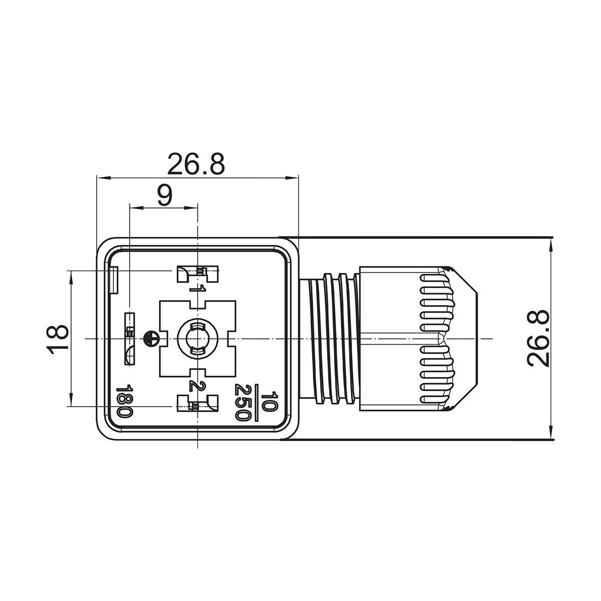 Клапанний конектор LS-V20-5810 AC/DC 24В з супресорним діодом + LED, штекер, форма A (18 мм) | LUTZE