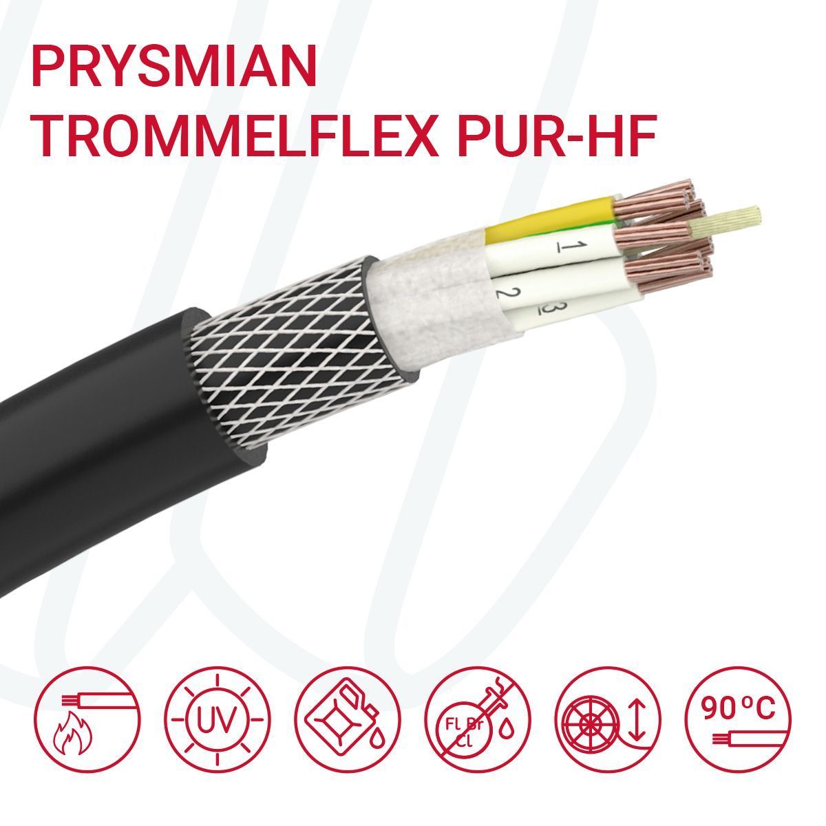 Кабель PRYSMIAN Trommelflex&reg; PUR-HF 18G1.5 0.6/1кВ чорний