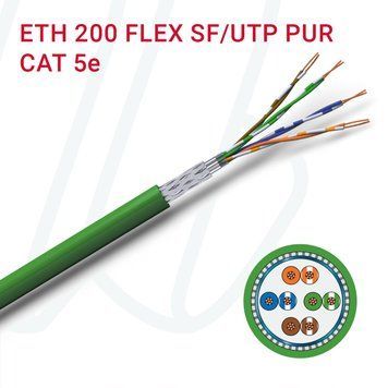 Кабель VOKA ETH 200 FLEX SF/UTP 4X2XAWG26/7 PUR зелений