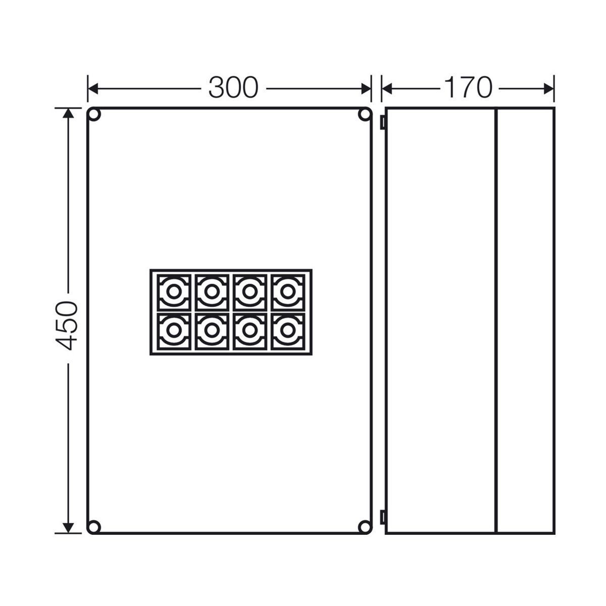 Розподільна коробка K2405 300x450x170 мм, IP65, з клемником 4х150 мм&sup2;, світло-сіра RAL 7035 | HENSEL