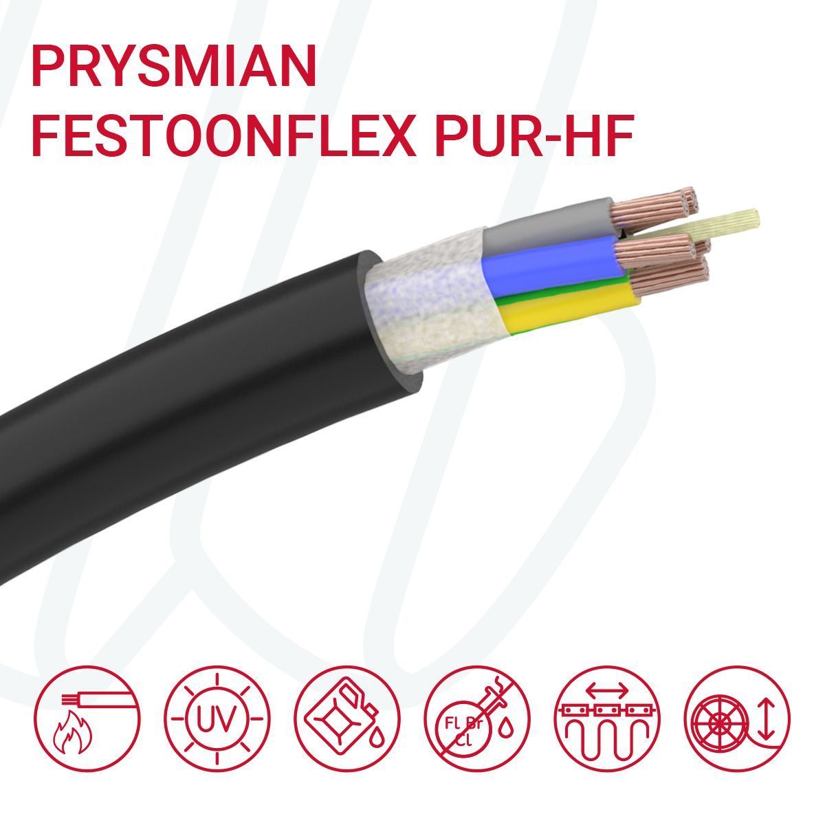 Кабель PRYSMIAN Festoonflex PUR-HF 04G50 0.6/1кВ чорний