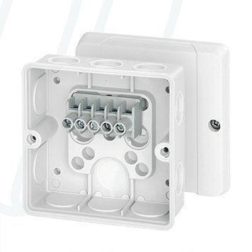 Розподільна коробка DE9346 98x98x55, IP55, з клемником 5х4 мм&sup2;, біла RAL 9016 | HENSEL