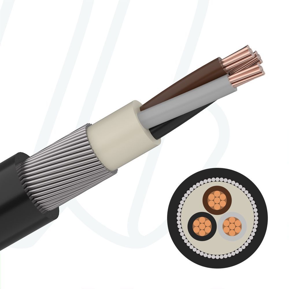 Кабель XLPE/PVC/SWA/PVC 0.6/1кВ BS5467H 03X4.0 (Class 2 CU) чорний