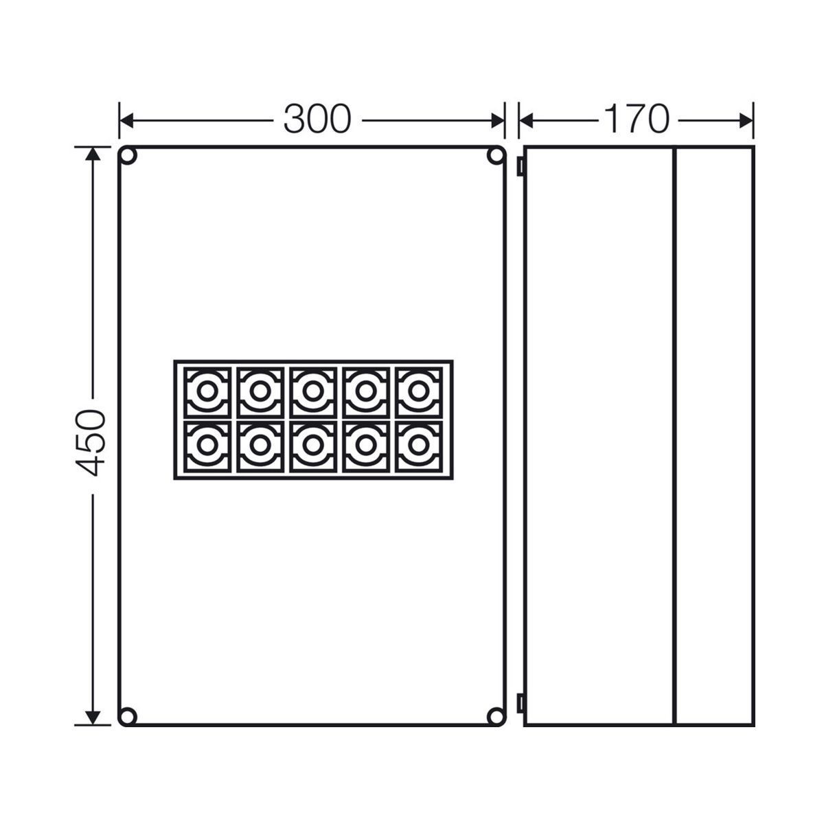 Розподільна коробка K2405 300x450x170 мм, IP65, з клемником 5х150 мм&sup2;, світло-сіра RAL 7035 | HENSEL