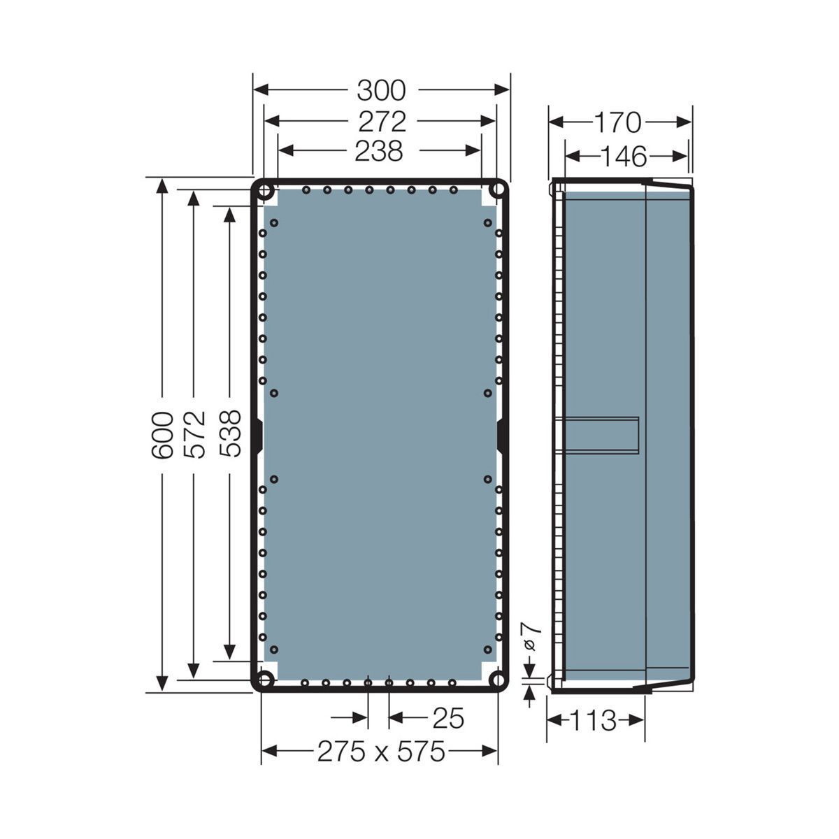 Розподільна коробка K2405 300x600x170 мм, IP65, з клемником 4х240 мм&sup2;, світло-сіра RAL 7035 | HENSEL