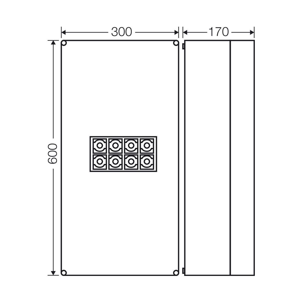 Розподільна коробка K2405 300x600x170 мм, IP65, з клемником 4х240 мм&sup2;, світло-сіра RAL 7035 | HENSEL