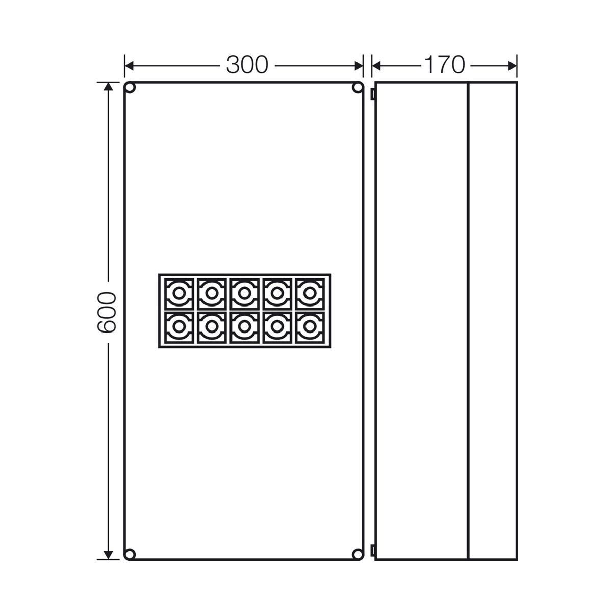 Розподільна коробка K2405 300x600x170 мм, IP65, з клемником 5х240 мм&sup2;, світло-сіра RAL 7035 | HENSEL