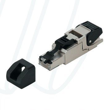 Роз'єм Cat.6A T568 для монтажу RJ45 прямий, штекер, 8п, AWG24-22/1, AWG27-22/7, B, металевий корпуc