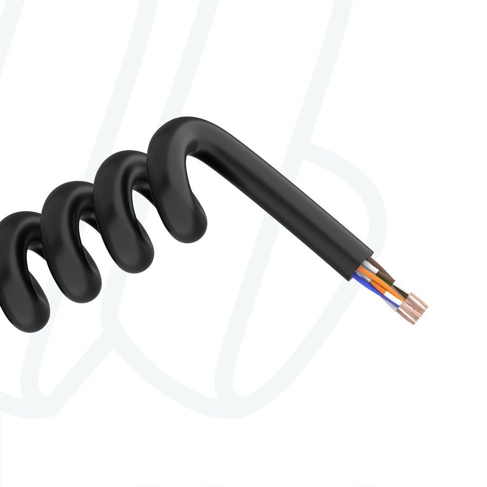Кабель спіральний 4X2XAWG26 PUR FR чорний 2,7м &rarr; 10м