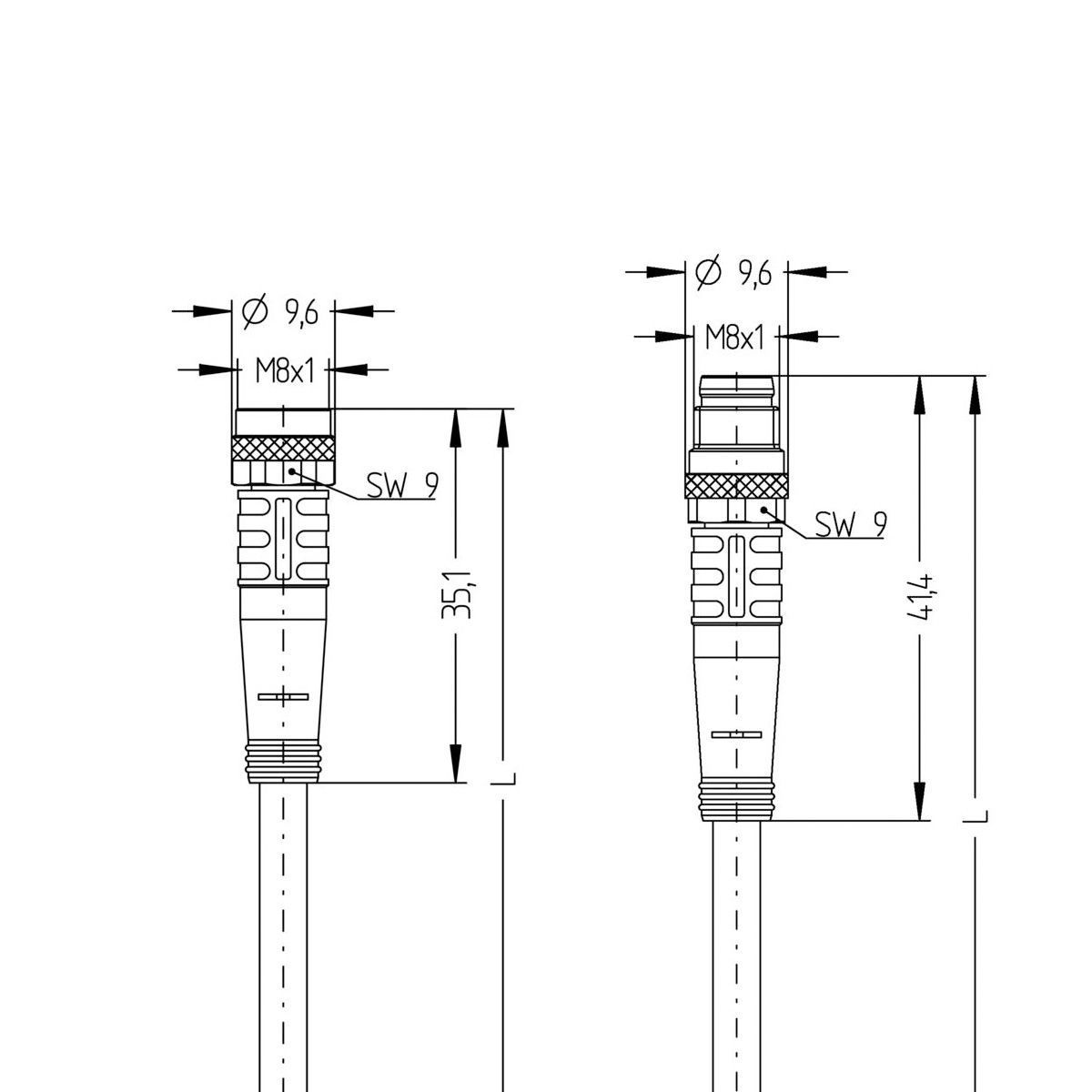 Кабель AL-SKP4-5-AL-SSP4/P01, з роз'ємами M8, гніздо пряме 4п, M8, штекер прямий, 4п, ПВХ, UL, 5м, сірий