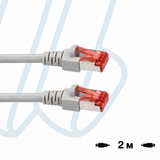Патчкабель RJ45 S/FTP Cat.6A (ISO/IEC), 4PPoE, 2м, сірий
