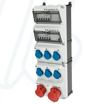 Модуль AMAXX 650x225 мм з роз'ємами 1xCEE16А5п 1xCEE32А5п 6xSchuko 1xRCD 63А 4п 0.03А 1xMCB32А3п/C 1xMCB16А3п/C 6xMCB16А1п/C IP44, 6, 1, 1, є, 63A 4p IFN=0.03A, 6, 1, 1, 1, 650x225