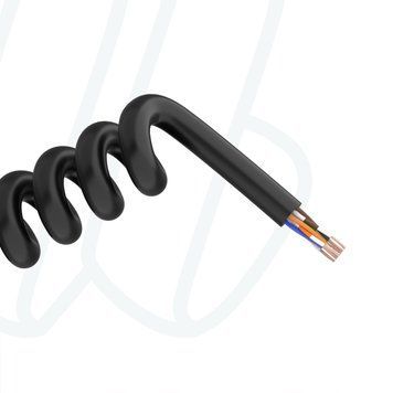 Кабель спіральний 4X2XAWG26 PUR FR чорний 2,7м &rarr; 10м