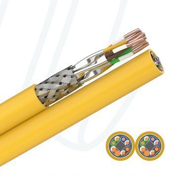 Кабель e-fairline SF/FTP 2x(4x2xAWG22) 2000MHz Cat.8.2 жовтий