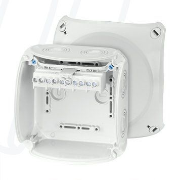 Розподільна коробка KF0606G 130x130x77 мм, IP66/67, з клемником 5х6 мм&sup2;, світло-сіра RAL 7035 | HENSEL