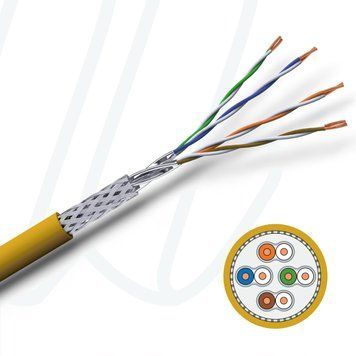 Кабель e-fairline SF/FTP 4x2xAWG22 2000MHz Cat.8.2 жовтий