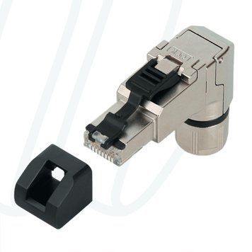 Роз'єм PROFINET для монтажу RJ45 кутовий, штекер, 4п, AWG24-22/1, AWG24-22/7, AWG24-22/19, металевий корпус з каб. вводом