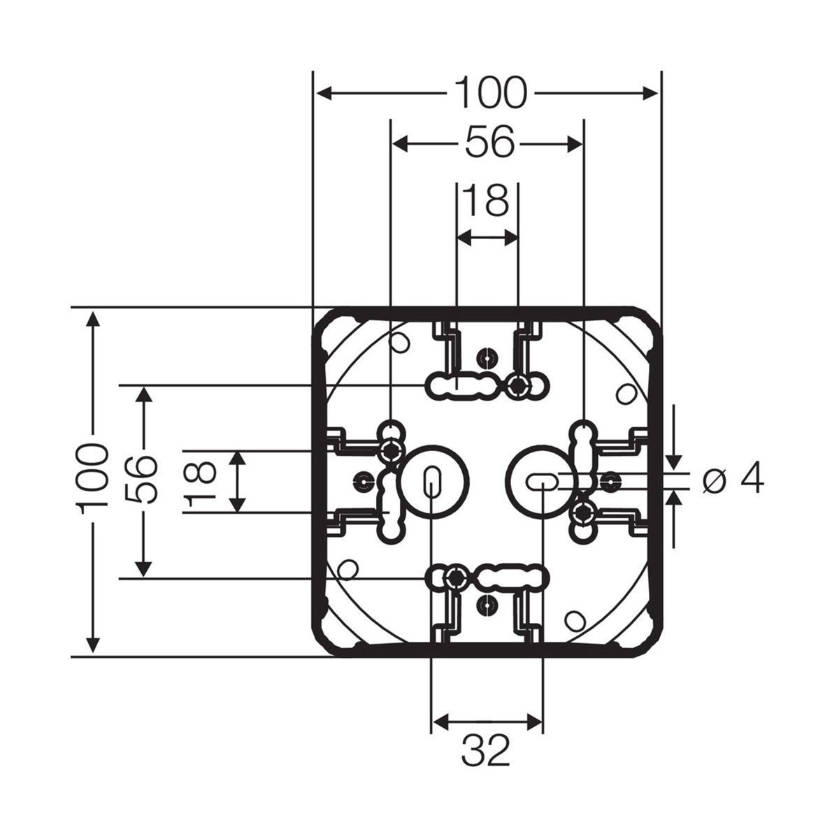 Розподільна коробка DK 0400 B, 104x104x70 мм, без клемника, чорна RAL 9011, IP66