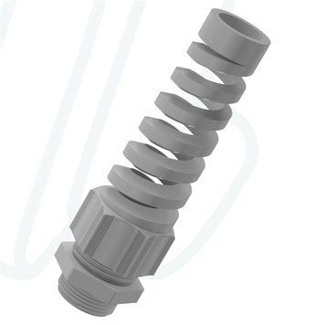 Кабельний ввід з поліаміду з захистом для кабелю M16x1,5 / 5,0-10,0мм / TL=15,0мм, сірий RAL 7001, M, M16x1,5, 5,0 - 10,0 мм, 15 мм