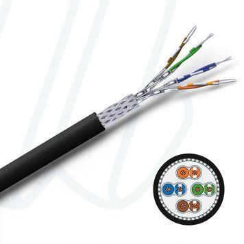Кабель VOKA-LAN XLAN 1000 S/FTP flex 4X2XAWG26/7 Cat.7 PUR чорний