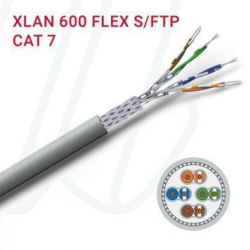 Кабель VOKA-LAN XLAN 600 S/FTP flex 4X2XAWG26/7 Cat.7 FRNC сірий