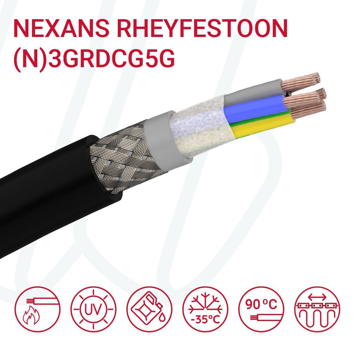Кабель NEXANS RHEYFESTOON (N)3GRDCG5G-J 12X1.5 0.6/1кВ чорний