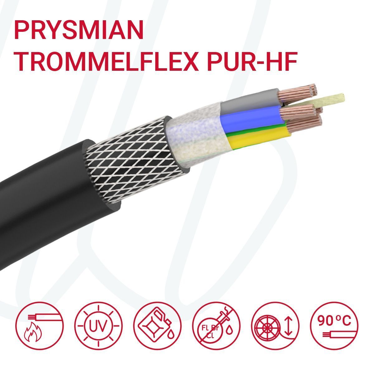 Кабель PRYSMIAN Trommelflex&reg; PUR-HF 05G16 0.6/1кВ чорний