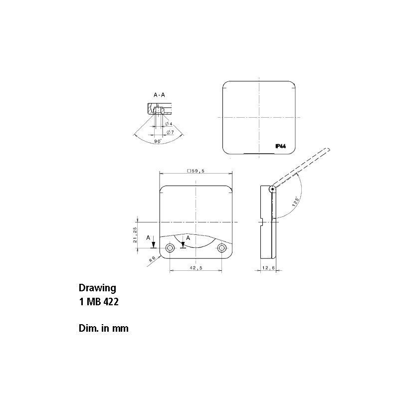 Розетка панельна SCHUKO 16A 2п+З 230В, IP54 чорна (клеми plug-in), 16 A, 2+E, 230 В