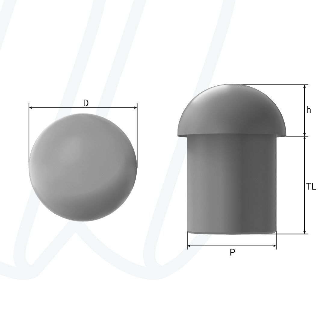 Заглушка 16 / &Oslash;12,0мм / 6,0-12,0мм / RAL 7001 сіра, 6,0 - 12,0 мм