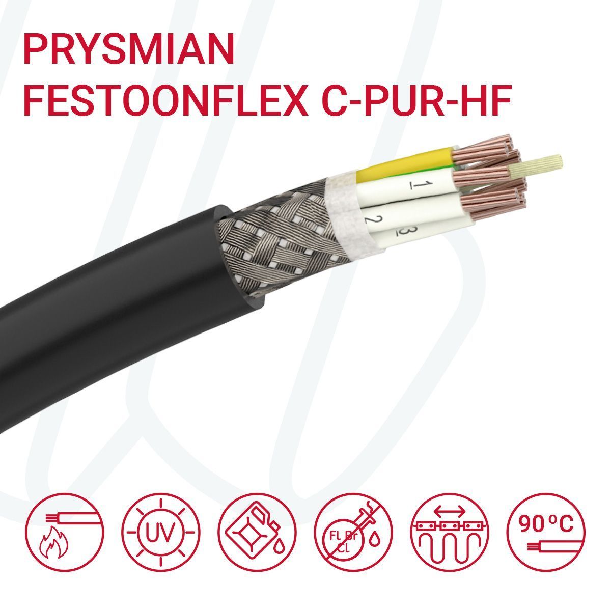 Кабель PRYSMIAN Festoonflex C-PUR-HF 18G1.5 0.6/1кВ чорний