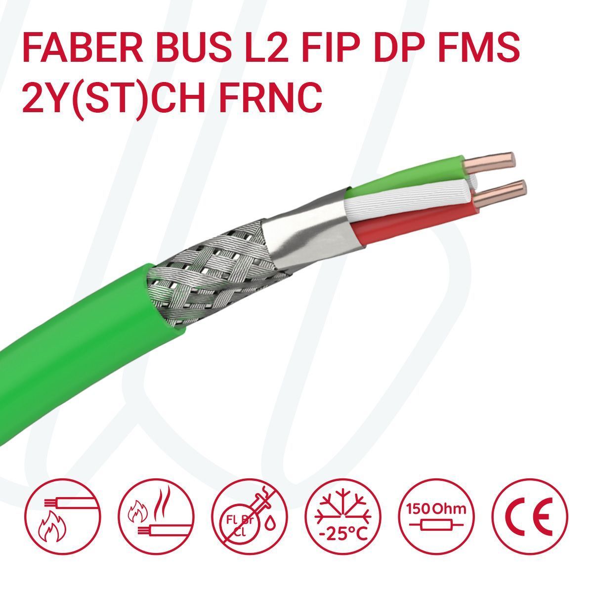 Кабель FABER BUS L2 FIP DP FMS 2Y(ST)CH 01X2X0.64 FRNC зелений