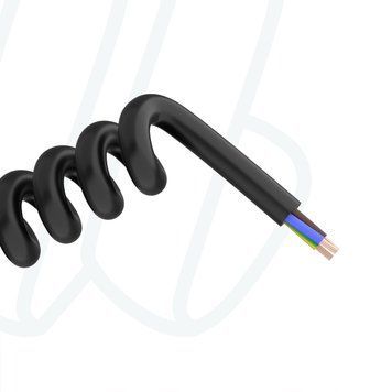 Кабель спіральний 3G2,5 PUR чорний 1м &rarr; 5м