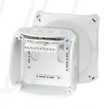 Розподільна коробка KF0604G 130x130x77 мм, IP66/67, з клемником 5х4 мм&sup2;, світло-сіра RAL 7035 | HENSEL