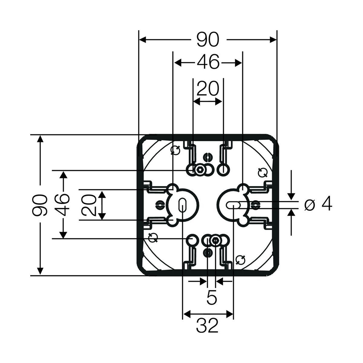 Розподільна коробка KF0202B 93x93x62 мм, IP66/67, з клемником 5х2,5 мм&sup2;, чорна RAL 9011 | HENSEL