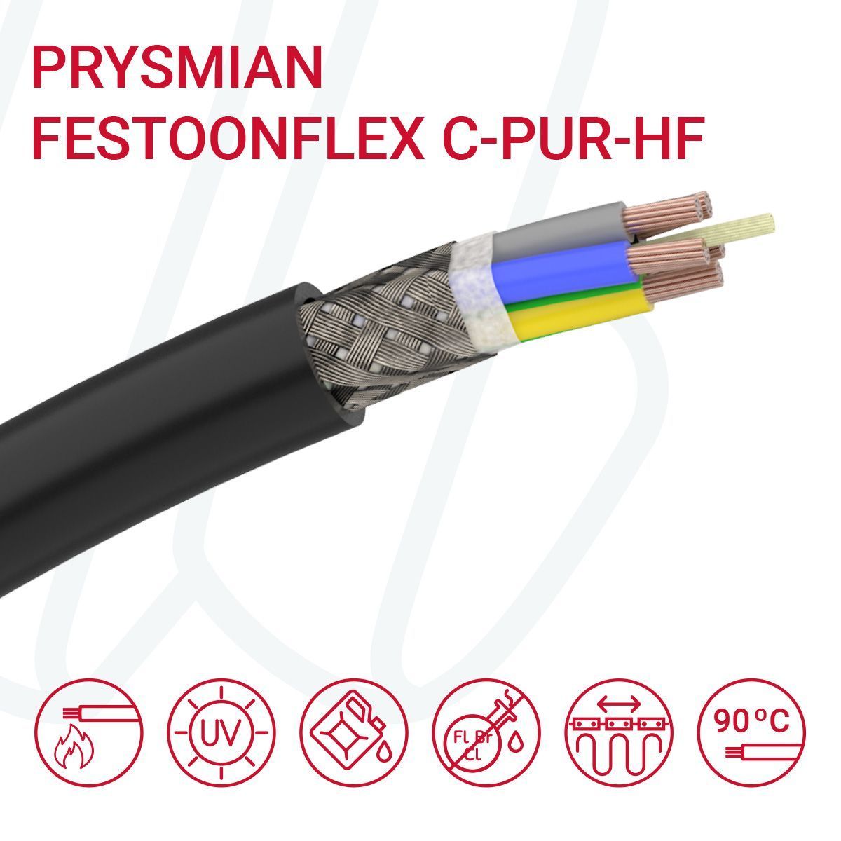 Кабель PRYSMIAN Festoonflex C-PUR-HF 06X(02X1)C 0.6/1кВ чорний