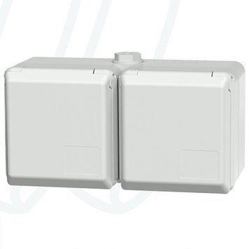 Розетка настінна CEPEX подвійна 16A 2p+E 230В Schuko сіра, 16 A, 2+E, 230 В