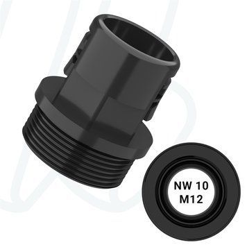 Прямий фітінг до труби NW10, зовнішня різьба M12x1.5 чорний (упак. 50 шт.), M, M12x1,5, 9,5 мм