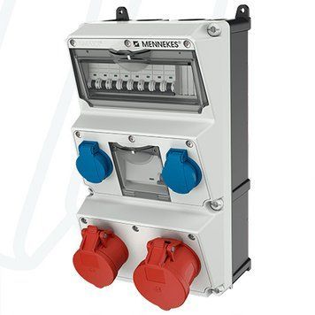 Модуль AMAXX 390x225 мм з роз'ємами 1xCEE16А3п 1xCEE32А5п 2xSchuko 1xRCD 40А 4п 0,03А 1xMCB32А3п/C 3xMCB16А1п/C IP44, 2, 1, 1, є, 40A 4p IFN=0.03 A, 3, 1, 1, 390x225