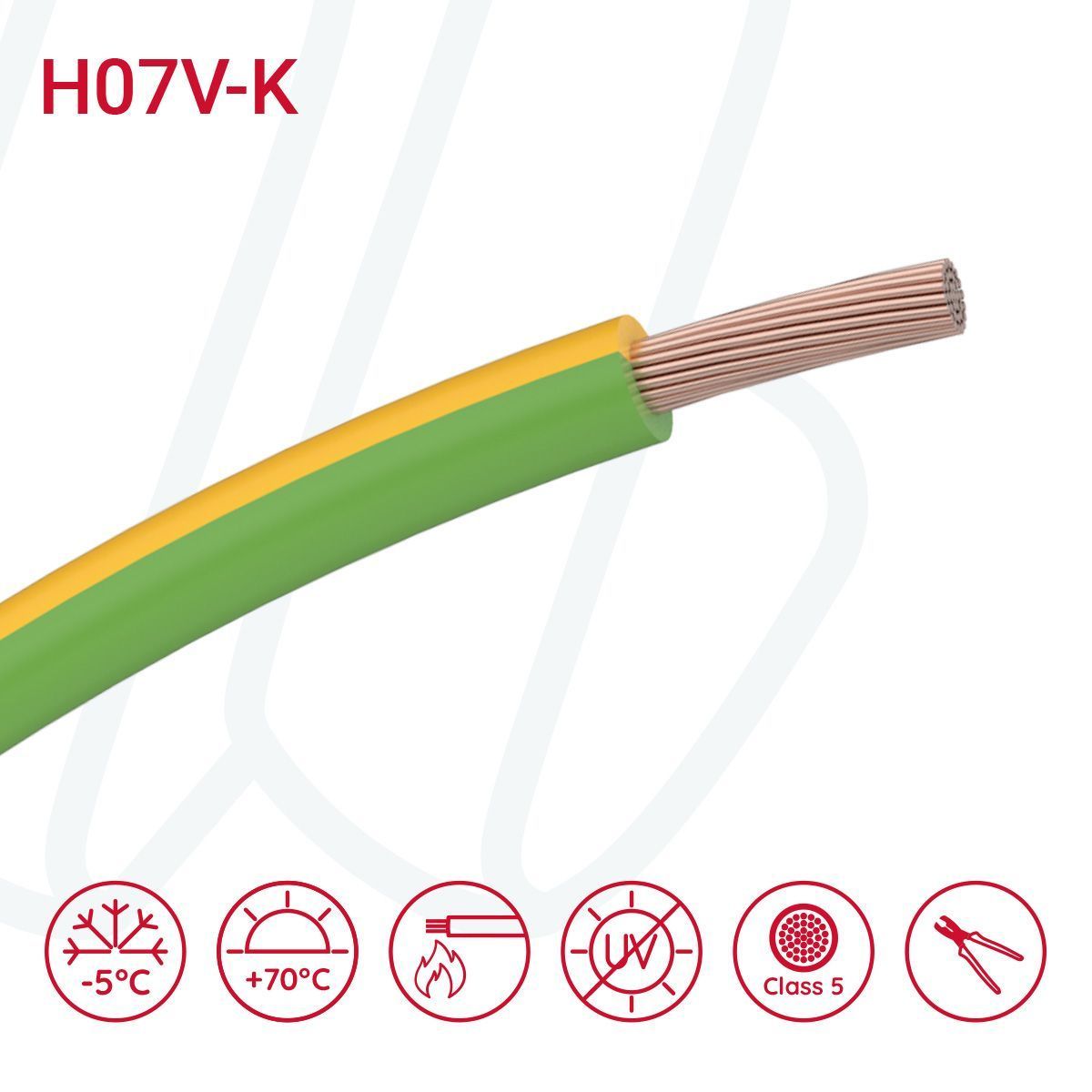 Провід H07V-K 1X6 жовто-зелений