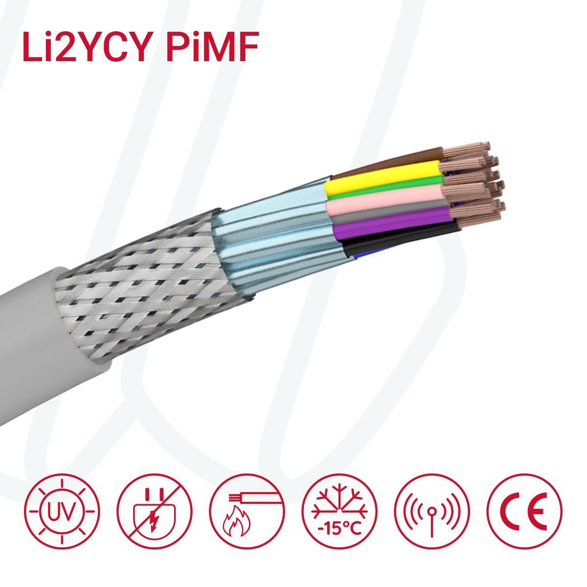 Кабель з парним екрануванням Li2YCY PiMF 02X2X0.5 сірий