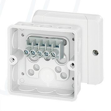Розподільна коробка DE9326 88x88x50 мм, IP55, з клемником 5х2,5 мм&sup2;, біла RAL 9016 | HENSEL