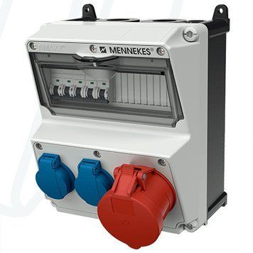 Модуль AMAXX 260x225 мм з роз'ємами 1xCEE32А5п 2xSchuko 1xMCB32А3п/C 2xMCB16А1п/C IP44, 2, 1, є, 40A 4p IFN=0.03 A, 2, 1, 260x225