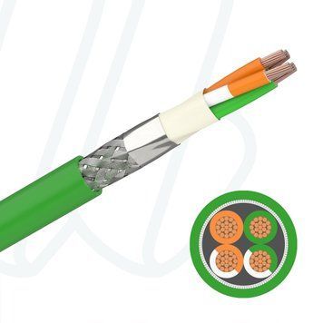 Кабель FABER INDUSTRIAL DATALINE P 200 EFK (C) SFTP PUR Cat.5e 02X2XAWG22/19 FRNC cUL зелений