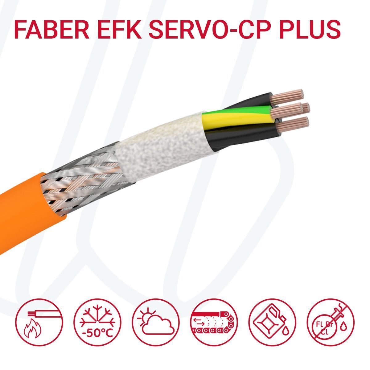 Кабель FABER EFK SERVO CP+ 04G4 0.6/1кВ cUL 6FX8008-1BB31 помаранчевий