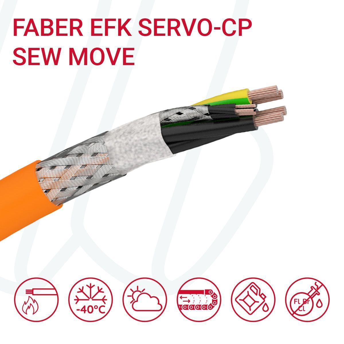 Кабель FABER EFK SERVO CP 04G4+(03X1) 0.6/1кВ cUL SEW Move помаранчевий