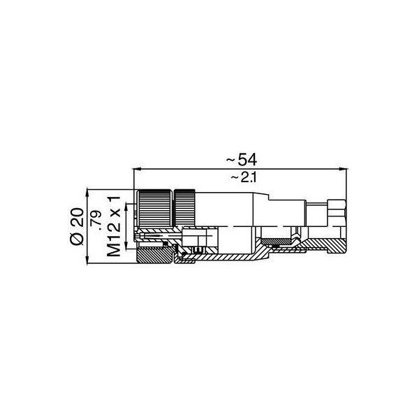 Конектор M12 прямий, 5 пол., гніздо - A код, гвинтові клеми, затискач PG7